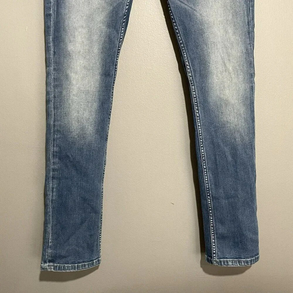 Jack Jones Slim Fit Tim Skinny Jeans Men Sz 33x32 Button Fly Moto Biker Classic - Picture 12 of 13